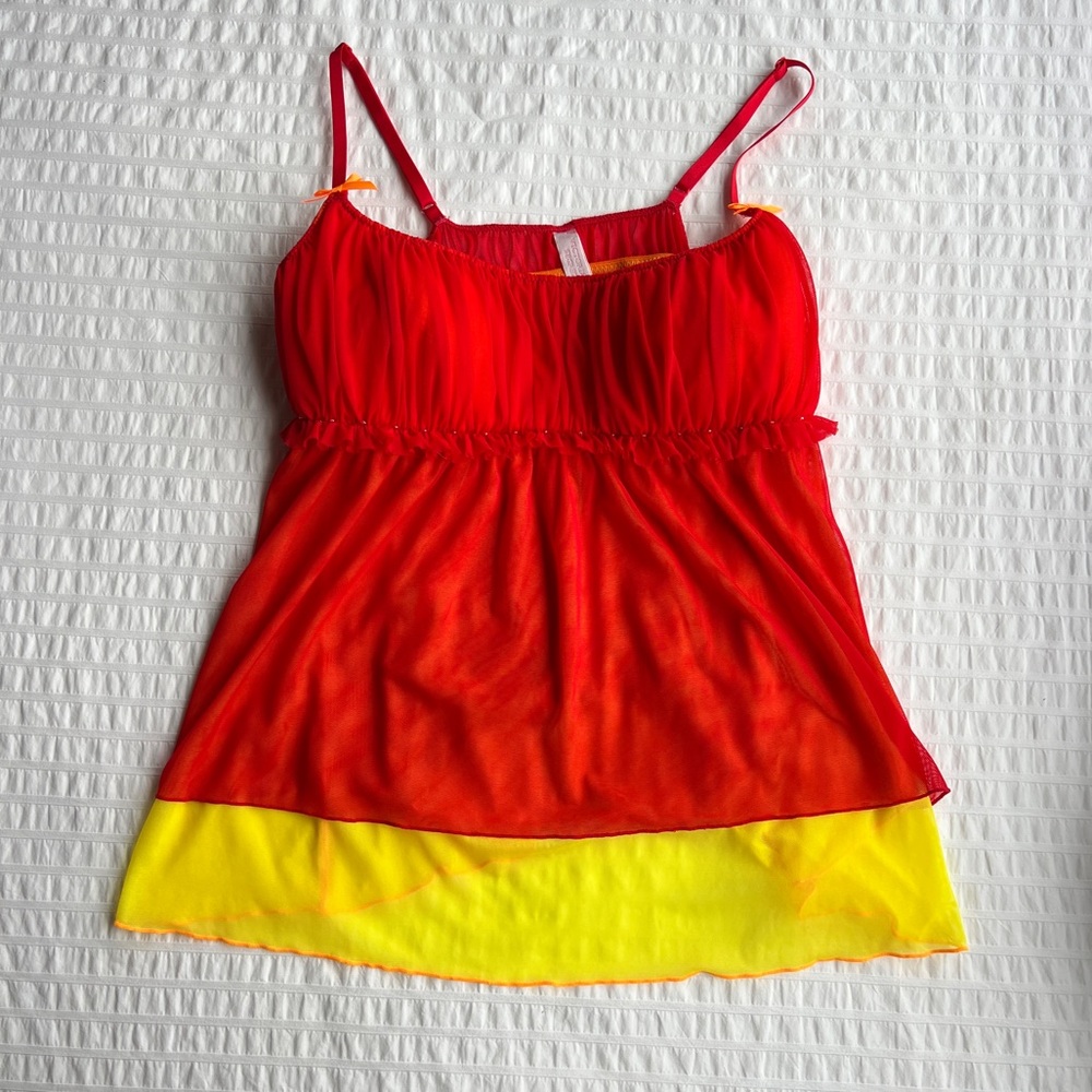 Y2K Victoria’s Secret Fire Fairy Milkmaid Babydoll Camisole Tank, L